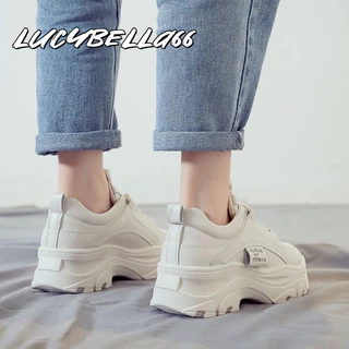 LucyBella รองเท้าผ้าใบผู้หญิง สี ขาว ก้นหนา PU ระบายอากาศได้ 3 สีให้เลือก 061401