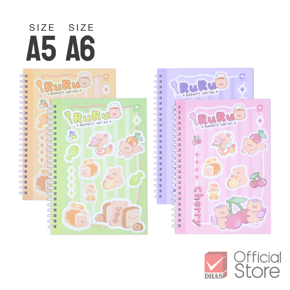 Elephant ตราช้าง สมุดโน๊ต สมุดสันห่วงพลาสติก Mellow Ring 70G 50S หมีรูรุ คละสี จำนวน 1 เล่ม