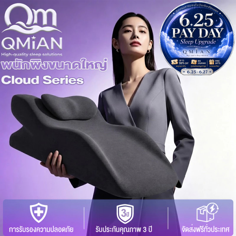 QM หมอนพิงหลังบนเตียง เมมโมรี่โฟม หมอนสามเหลี่ยมอเนกประสงค์ 3-in-1 อุปกรณ์พยุงคอ+ยกสะโพก+หนุนหลัง+รองรับท่าโยคะ