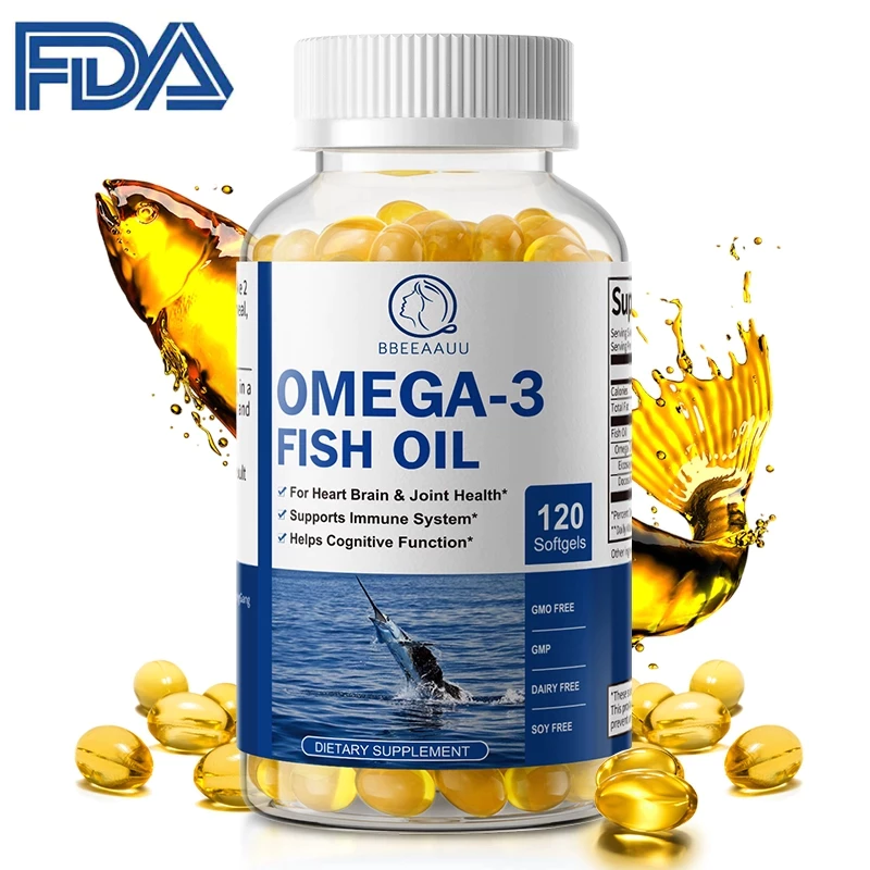 BBEEAA UU น้ำมันปลา Fish Oil โอเมก้า 3 (Omega-3) เข้มข้น บำรุงหัวใจ สมอง ความจำ ภูมิคุ้มกัน และข้อต่อ