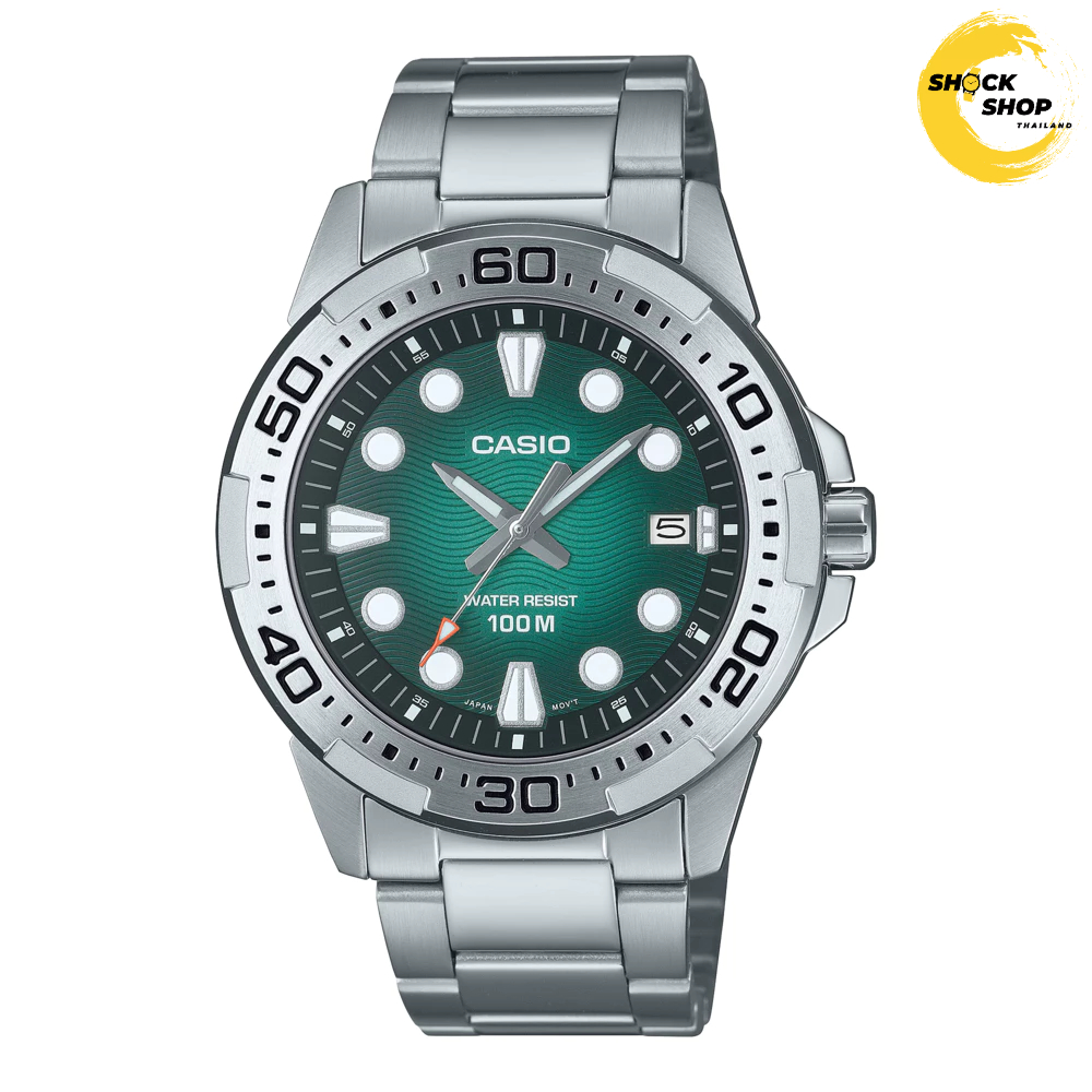 CASIO นาฬิกาข้อมือผู้ชาย รุ่น MTD-140D-3AV วัสดุสเตนเลสสตีล สีเขียว คาสิโอ