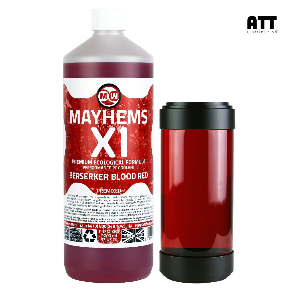 Mayhems - PC Coolant - X1 Premix - Eco Friendly Series, 1 Litre, Berserker Blood Red