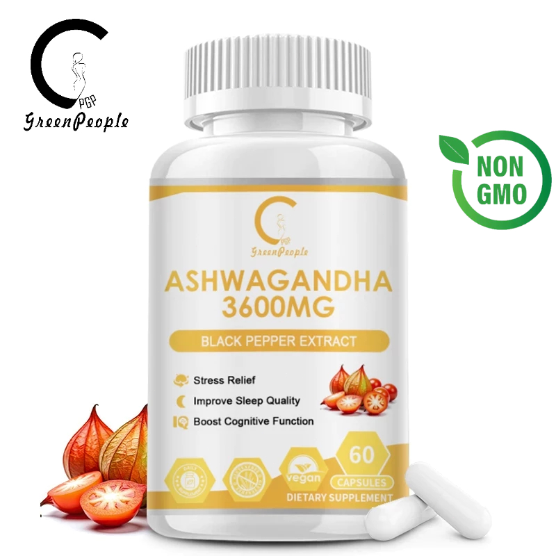 ashwagandha 3600MG Hard Capsules เพิ่มการทำงานของสมองและคุณภาพการนอนหลับ บรรเทาความเครียด ต้านการอักเสบ