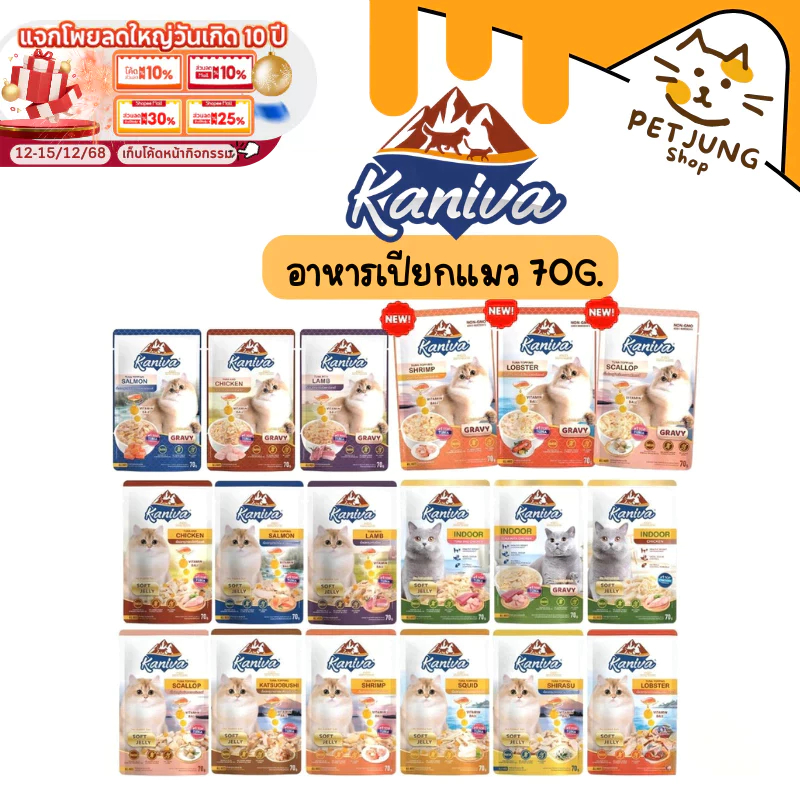 Kaniva อาหารเปียกแมว เปียกแมว คานิว่าเพาซ์ ผสม Vitamins Ball ขนาด 70 กรัม 1 ซอง