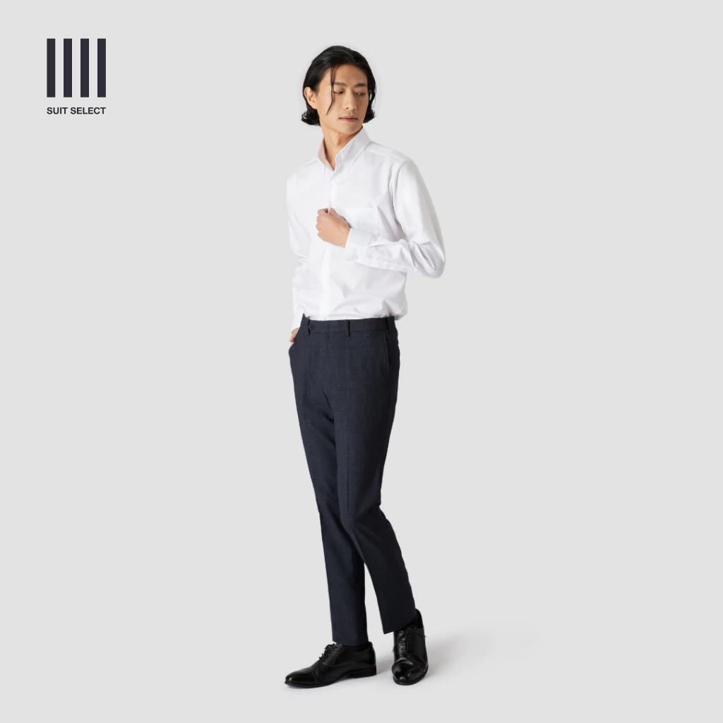 SUIT SELECT Trabest Glen Check Pants (Navy) กางเกงสีน้ำเงิน ลาย Glen Check