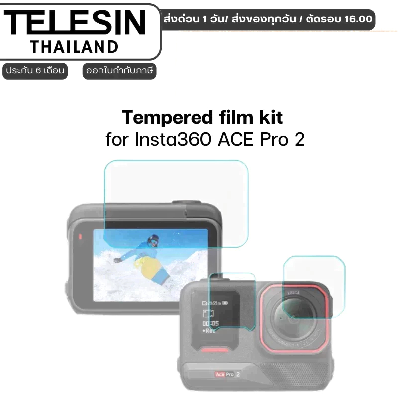 Telesin กระจกกันรอย Tempered film kit for Insta360 ACE Pro 2