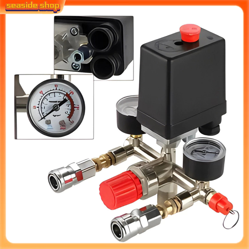 💥พร้อมส่ง💥ชุดควบคุมแรงดัน 220V-380V อะไหล่ปั๊มลม 90-120psi ชุดควบคุมแรงดันปั๊มลม ชุดควบคุมแรงดัน เกจคุมแรงดัน