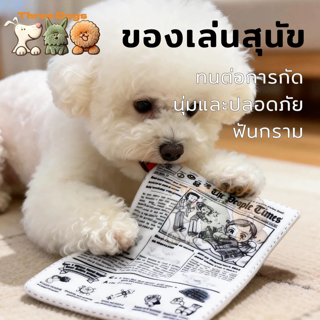 แผ่นกัดสำหรับลูกสุนัข ของเล่นมีเสียง กระดาษหนังสือพิมพ์จําลอง บรรเทาอาการอยากกัด