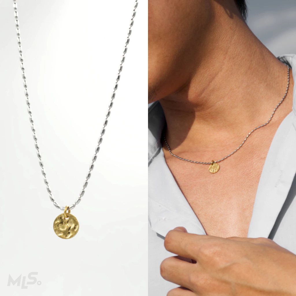 MLS | Fullmoon สร้อยคอสแตนเลสจี้สีทองแบบสั้น
