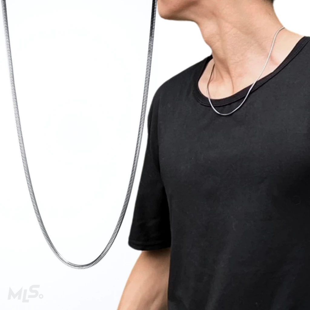 MLS | Snake chain 2.0 สร้อยคอลายกระดูกงูกลาง วัสดุสแตนเลส
