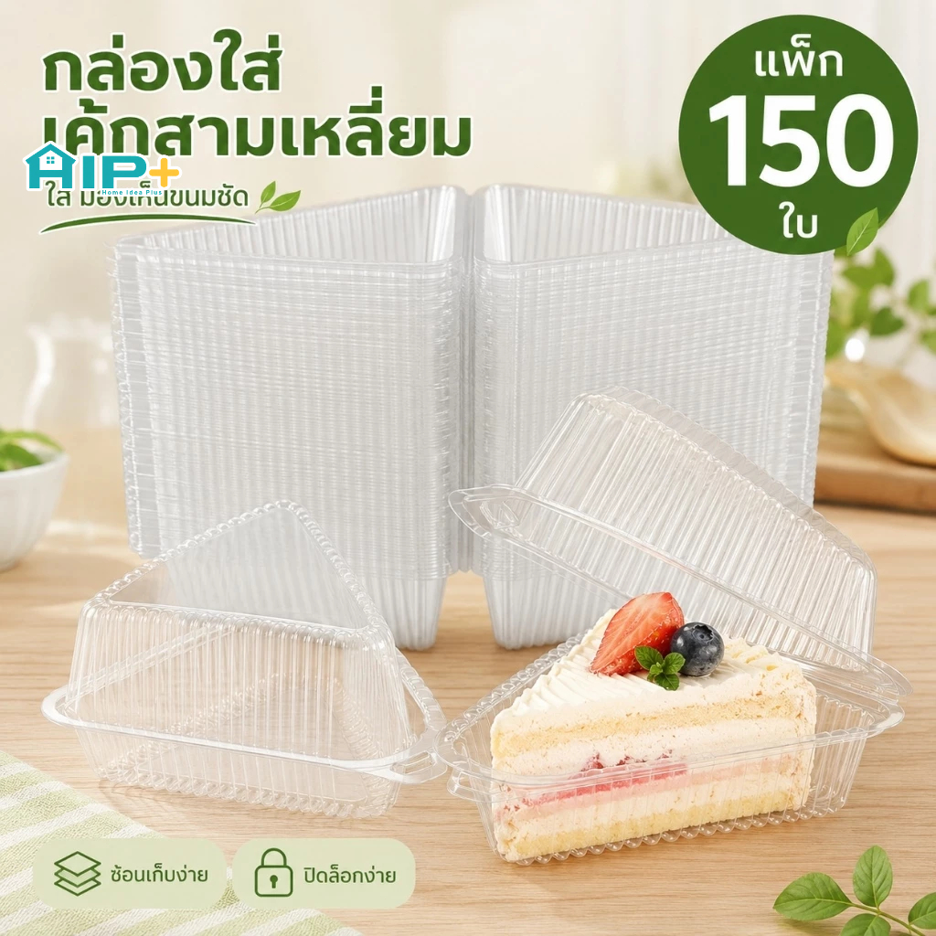 150 ชิ้น กล่องเค้กสามเหลี่ยมใส กล่องขนมหวาน กล่องใส่เค้กผลไม้ ใช้ซ้ำได้ สำหรับงานวันเกิด งานเลี้ยง