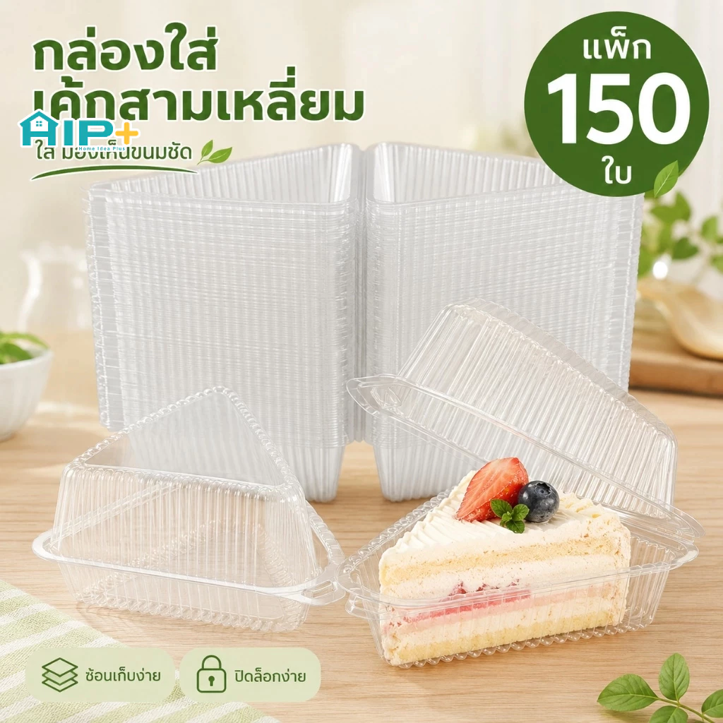 150 ชิ้น กล่องเค้กสามเหลี่ยมใส กล่องขนมหวาน กล่องใส่เค้กผลไม้ ใช้ซ้ำได้ สำหรับงานวันเกิด งานเลี้ยง