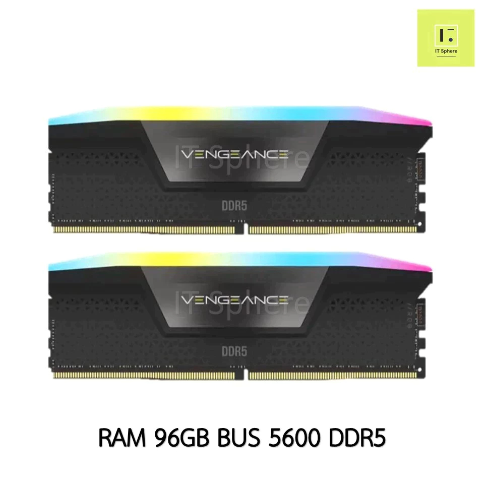 96GB (48x2) BUS5600 แรม CORSAIR VENGEANCE RGB Bus 5600 DDR5 สีดำ (RAM 96GB (2 x 48GB) 5600MHz BLACK)