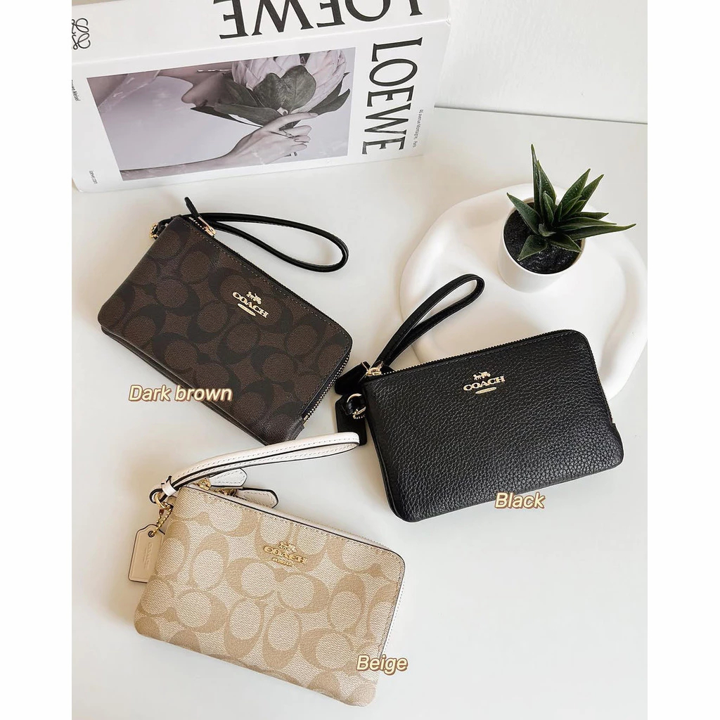 Double Zip Wristlet-F87591 กระเป๋าสตางค์ สายคล้องข้อมือผู้หญิง ซิปคู่เปิดปิดง่าย มีช่องเสียบการ์ดด้านใน