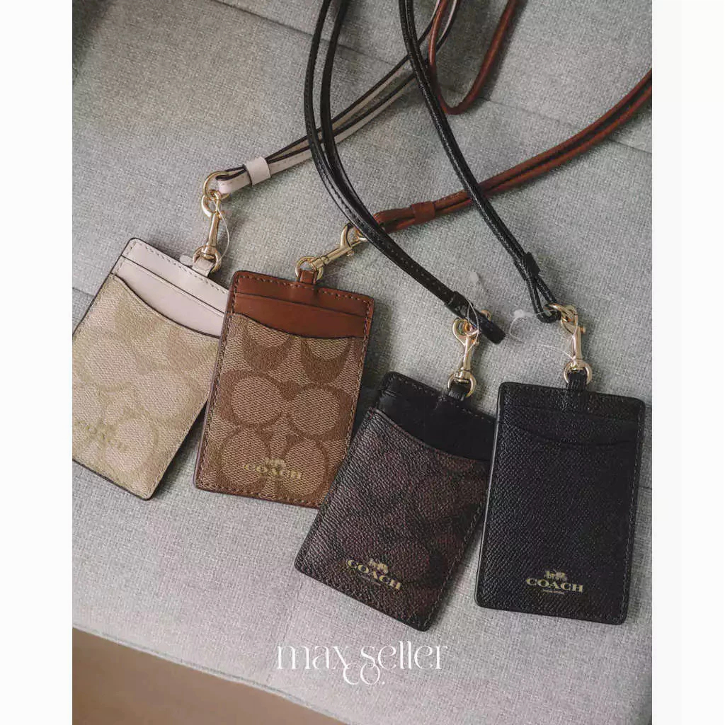 Women ID LANYARD ที่ใส่บัตรพนักงาน นักศึกษา คล้องคอ สายหนังถอดได้ มีช่องโปร่งใสและช่องการ์ดด้านหลัง 