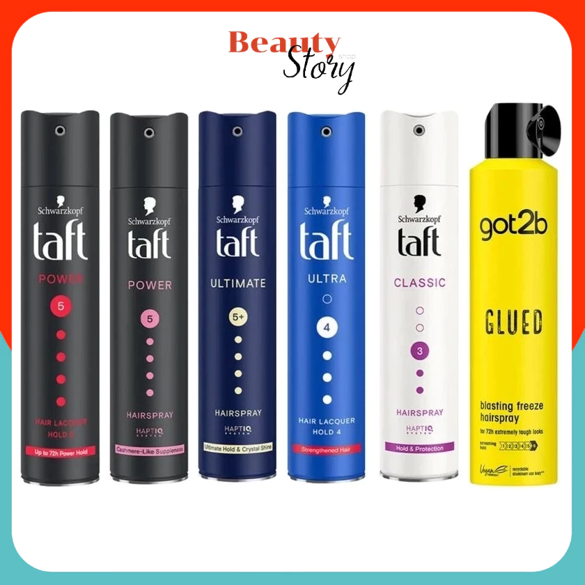 Schwarzkopf Taft Hair Spray ชวาร์สคอฟ ทัฟท์ / got2b ก๊อตทูบี สเปรย์จัดแต่งทรงผม (มี 6สูตร) 250ml อยู่ทรงยาวนาน