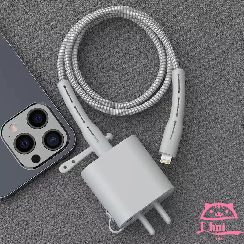Thai IP 20W ตัวป้องกันที่ชาร์จ ซิลิโคน ป้องกันแตกหัก แบบเต็ม ที่ม้วนสายชาร์จ สําหรับที่ชาร์จ IP 18 / 20W（4pcs） ราคา ถูกที่สุด ดีลบีเคเค แกลเลอรีภาพที่ 2