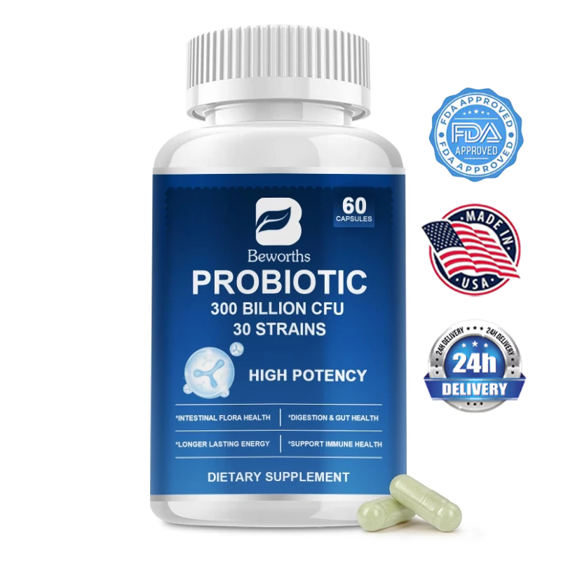Probiotics Capsules 300 Billion CFU โปรไบโอติก เอนไซม์ย่อยอาหารสนับสนุนการย่อยอาหารและสุขภาพลำไส้