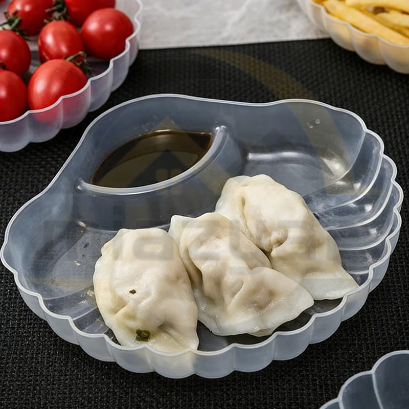 😍COD😍จานเกี๊ยว จานเปลือกหอย ออมซ จานเกี๊ยวสร้างสรรค์โปร่งใสพร้อมแผ่นน้ําส้มสายชูจานขนมผลไม้แห้ง