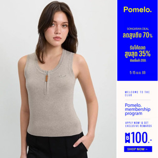 [Pomelo] เสื้อสายเดี่ยวผ้าร่องสลิมฟิตซิปหนัง / Slim Fit Ribb…