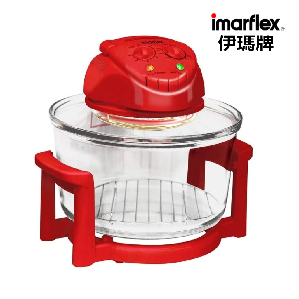 [เกรดบี] Imarflex_Z_ หม้อฝาอบลมร้อน โถแก้ว ขนาด 12 ลิตร สีแดง รุ่น IB-704(B)