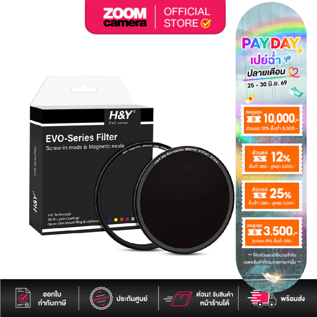 (ส่งด่วนกทม.) H&Y HD EVO series Magnetic IRND16 Filter Kit (4 stops) (ประกันศูนย์)
