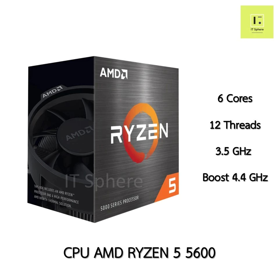 CPU AMD R5 5600 AM4 Ryzen5 ซีพียู เอเอ็มดี R 5 5000 series processor 5000series Ryzen 5 5600 R 5