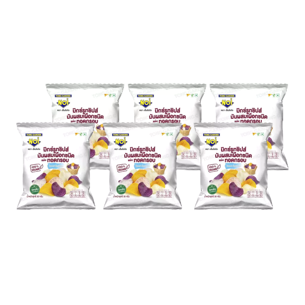 Tonggarden มิกซ์รูทชิป มันผสมเผือกชนิดแผ่นทอดกรอบโรยเกลือทะเล ขนาด 30 กรัม (แบบแพ็ค)