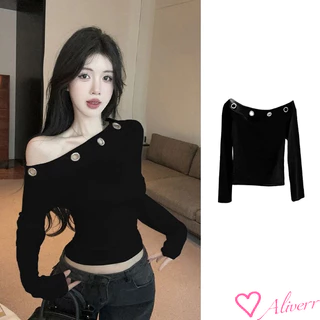 เสื้อยืดแขนยาวปิดไหล่ผู้หญิงเสื้อ Bottoming เอวด้านบนหดสาวร้อน LIVE