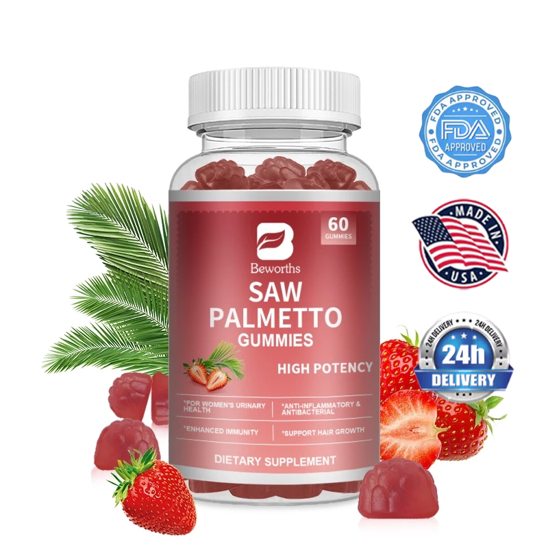 Saw Palmetto แคปซูลอินทรีย์ป้องกันการร่วงผม DHT เพิ่มการเติบโตของเส้นผมอาหารเสริมสนับสนุนสุขภาพทางปัสสาวะ