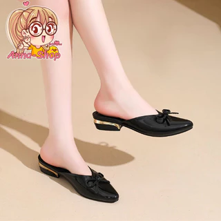 Anna shop รองเท้าคัทชูแฟชั่น แต่งโบว์น่ารัก รองเท้าแตะ ดีไซน์สวยทันสมัย แบบสวมเปิดส้น พร้อมส่ง T392