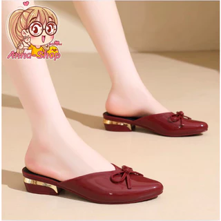 Anna shop รองเท้าคัทชูแฟชั่น แต่งโบว์น่ารัก รองเท้าแตะ ดีไซน์สวยทันสมัย แบบสวมเปิดส้น พร้อมส่ง T392