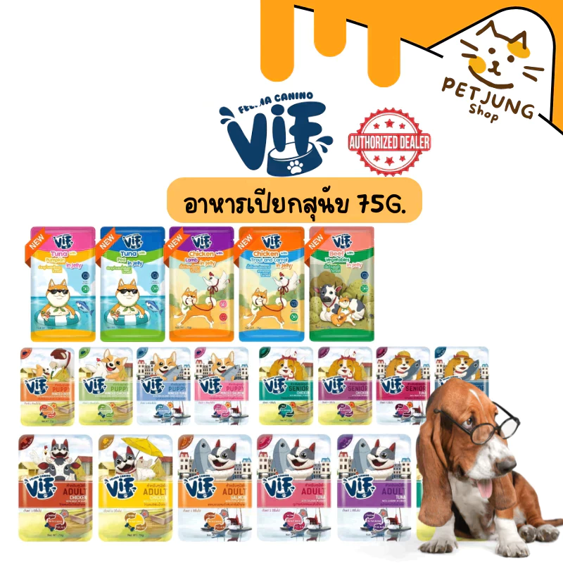 (มี Token) VIF Felina Canino อาหารเปียกสุนัข เกรดพรีเมี่ยม สำหรับสุนัขทุกวัย ขนาด 75g