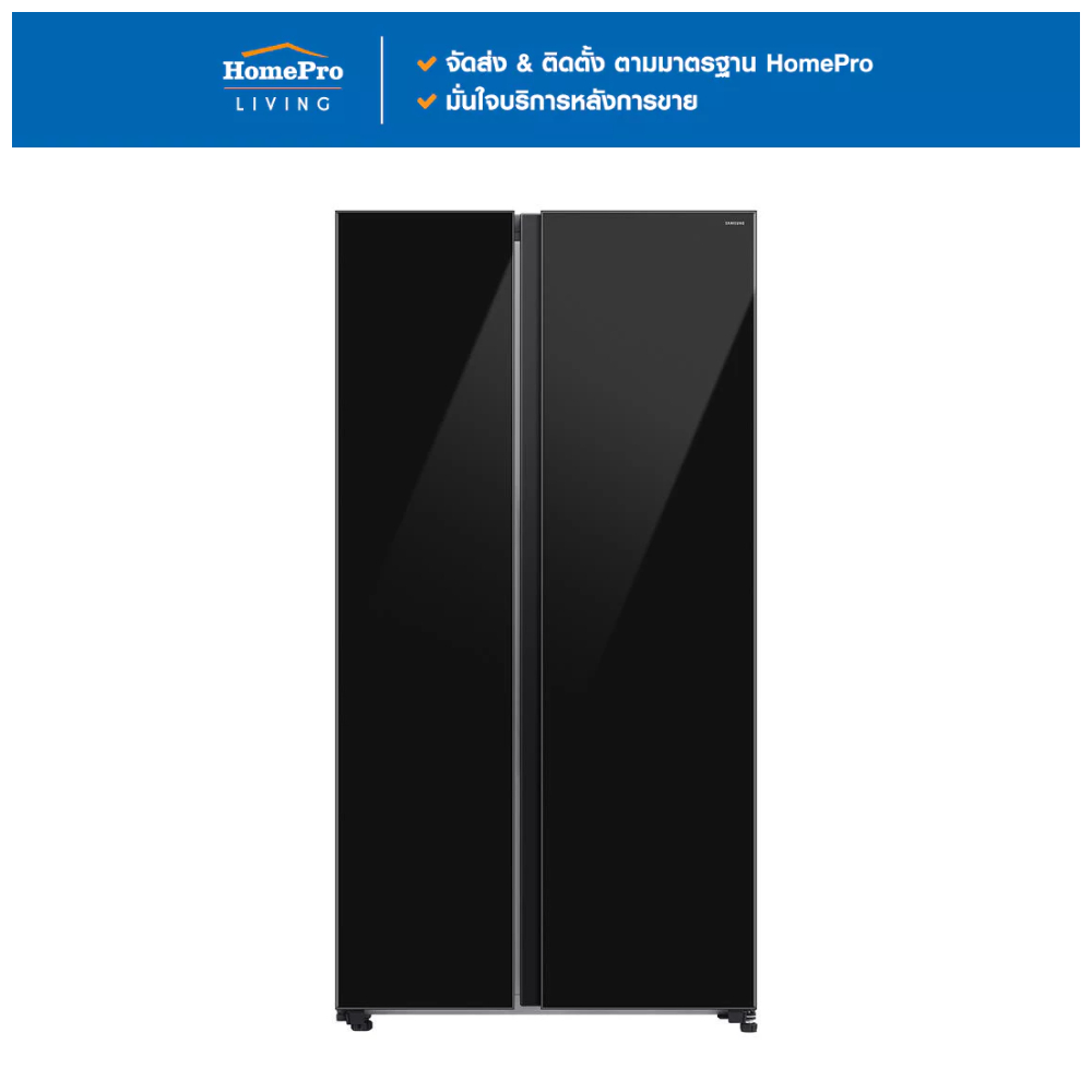 SAMSUNG ตู้เย็น SIDE BY SIDE RS70F65Q1BST 23.1 คิว กระจกดำ จัดส่งโดย HomePro