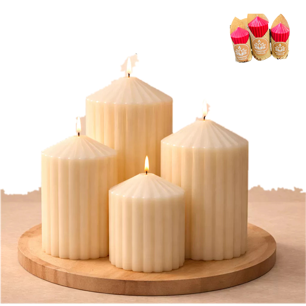 [Premium] เทียนทรงกระบอก เทียนหอม/ไร้กลิ่น ขนาดใหญ่ 1 กก. | Premium Soy Pillar Candle Set | 300+ Hour Burn | Krungthep