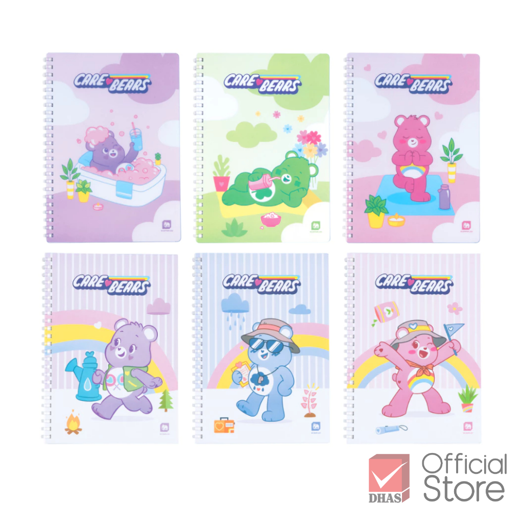 Elephant สมุดโน๊ต สมุดสันห่วงพลาสติก Mellow Ring A5 แคร์แบร์ 70G 50S คละลาย จำนวน 1 เล่ม