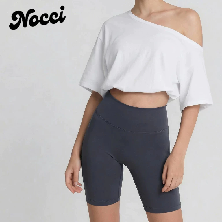 Nocci กางเกงโยคะ ผู้หญิง เอวสูง ขา 5 ส่วน ขาสั้น ฟิตเนส ยืดหยุ่น คอมเพรสชัน ใส่ออกกำลังกาย