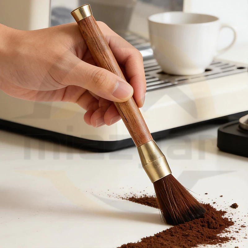 😍COD😍แปรงปัดกาแฟ แปรงปัดผงกาแฟและมัทฉะ Wooden Coffee Brush ขนแปรงหนานุ่ม ทำความสะอาดเครื่องบดกาแฟ อุปกรณ์กาแฟ คุณภาพดี