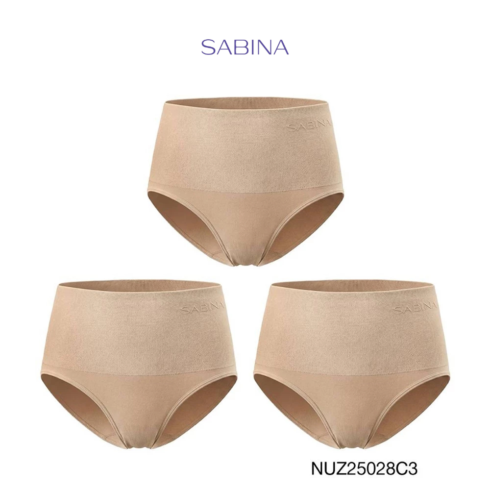 [Online Exclusive] (Set 3 ชิ้น) Sabina Panty Zone Keep Front Control Keep กางเกงในทรงเอวสูง รหัส NUZ25028C3 สีเนื้อเข้ม
