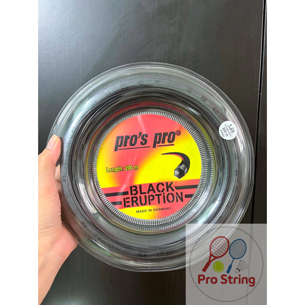 เอ็นเทนนิส Pros Pro Black Eruption เอ็น6เหลี่ยม สปิน คอนโทรล Tennis String  (ตัดแบ่ง6.2M/12.4M)