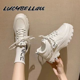 LucyBella รองเท้าผ้าใบ 3 สีให้เลือก ด้านล่างนุ่ม รองเท้าผ้าใบผู้หญิง PU ผู้หญิง รองเท้า 7011