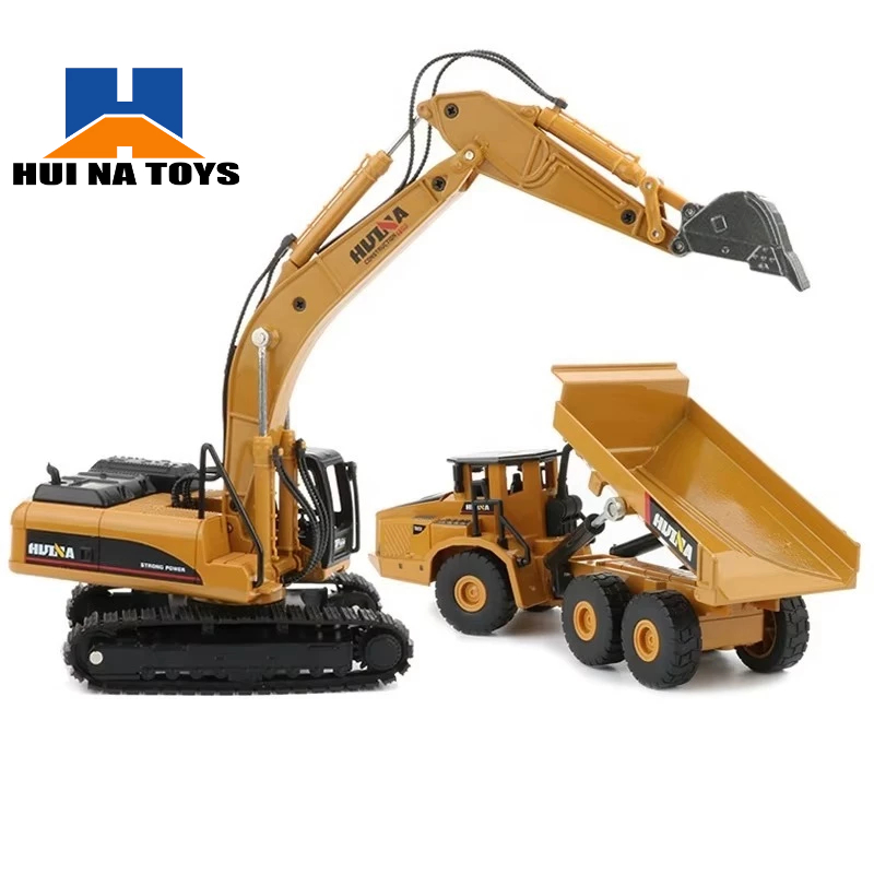 โมเดล แม็คโคร&รถดัมพ์ 1:50 รถก่อสร้าง 2IN1 ขนาดจำลอง HUINA 1611