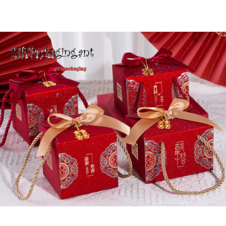 giftpackaging🍬กล่องของขวัญ กล่องใส่ของตรุษจีน กล่องกระดาษพิมพ์ลายมงคลอักษรจีน พร้อมส่งในไทย - รูปที่ 2