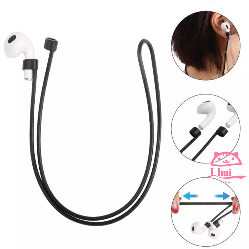 สายคล้องคอซิลิโคน สายคล้องคอซิลิโคน ป้องกันการสูญหาย น้ําหนักเบา ทนต่อการฉีกขาด สําหรับหูฟังบลูทูธไร้สาย  ป้องกันการสูญห