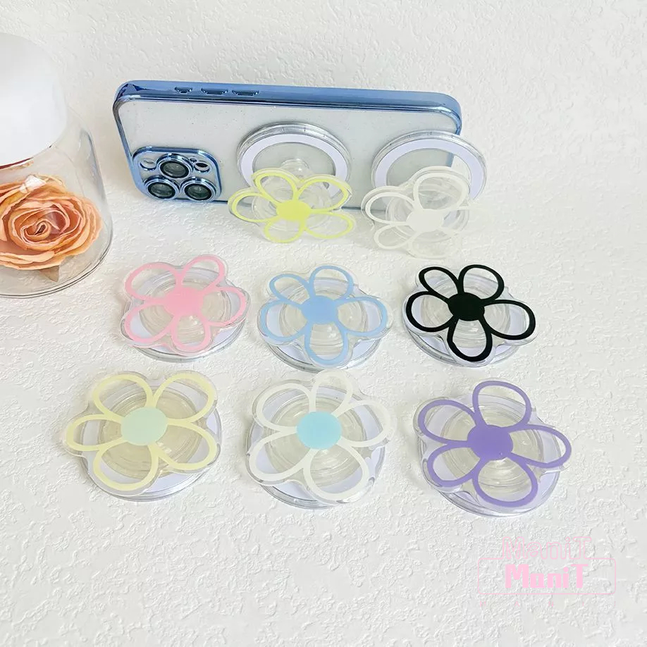 [MTech]Creative Glossy 3D Love Heart ผีเสื้อดอกไม้ Tulips น่ารัก Bowknot Star ผู้ถือโทรศัพท์ขาตั้งพับนิ้วมือโทรศัพท์