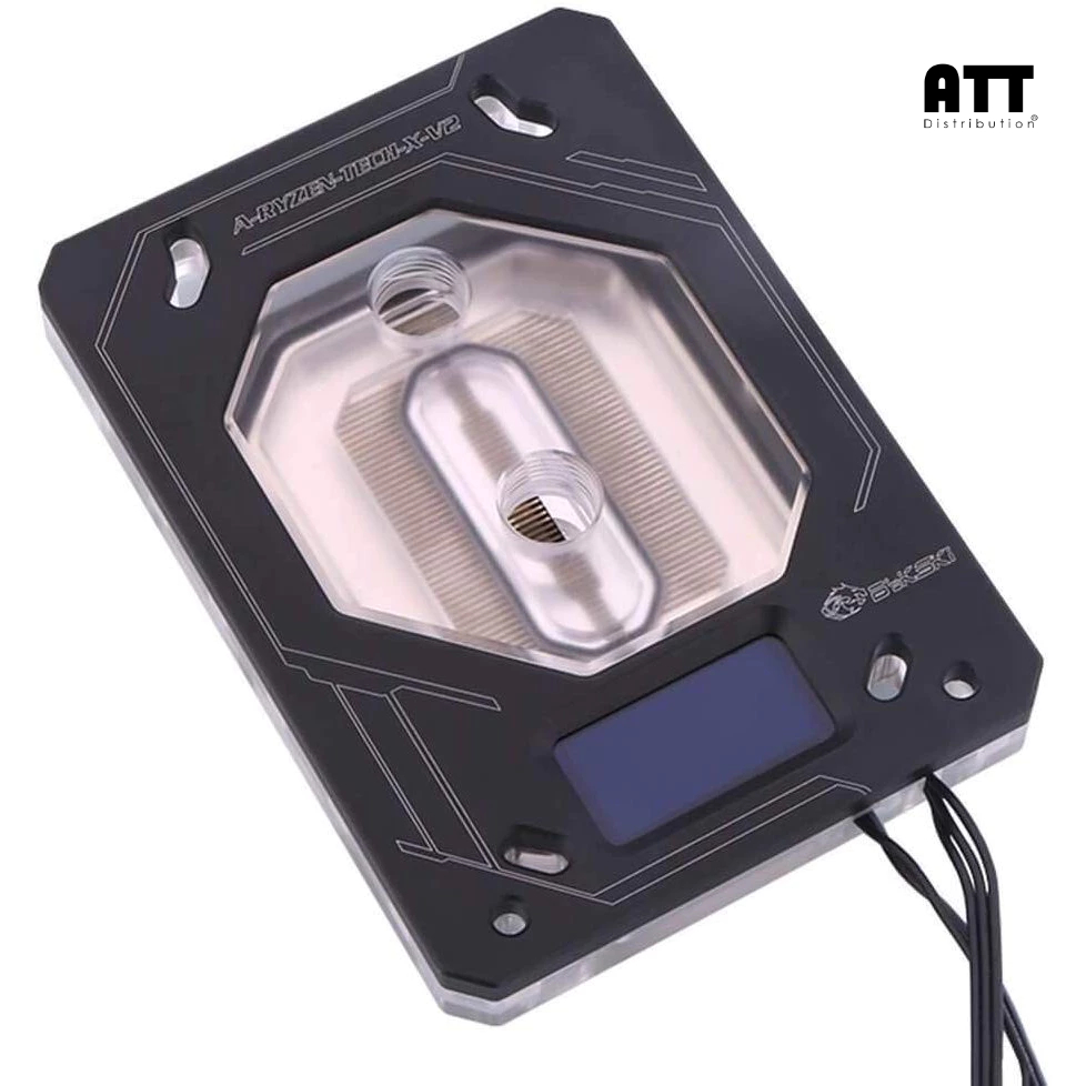 Bykski A-RYZEN-TECH-V2-X CPU Water Cooling Block w/ Temp Digital Display Black w/ RGB (AM3 / AM4 / T