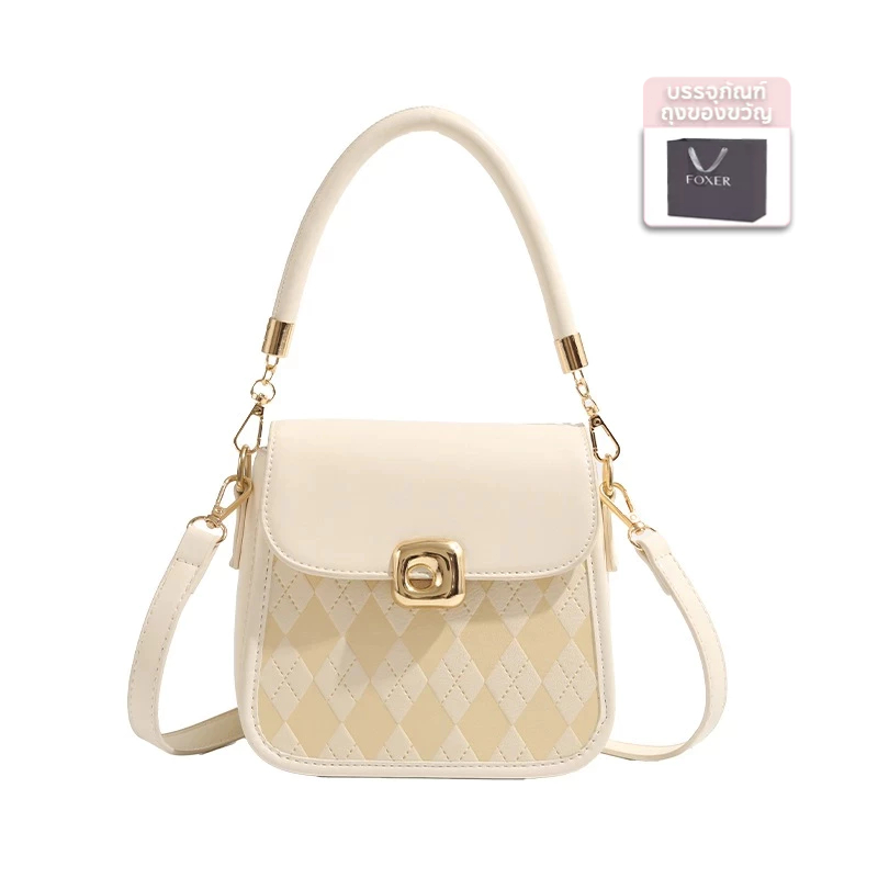 FOXER กระเป๋าทรงสี่เหลี่ยมเล็ก กระเป๋าถือผู้หญิง กระเป๋าสะพายไหล่และสะพายข้าง