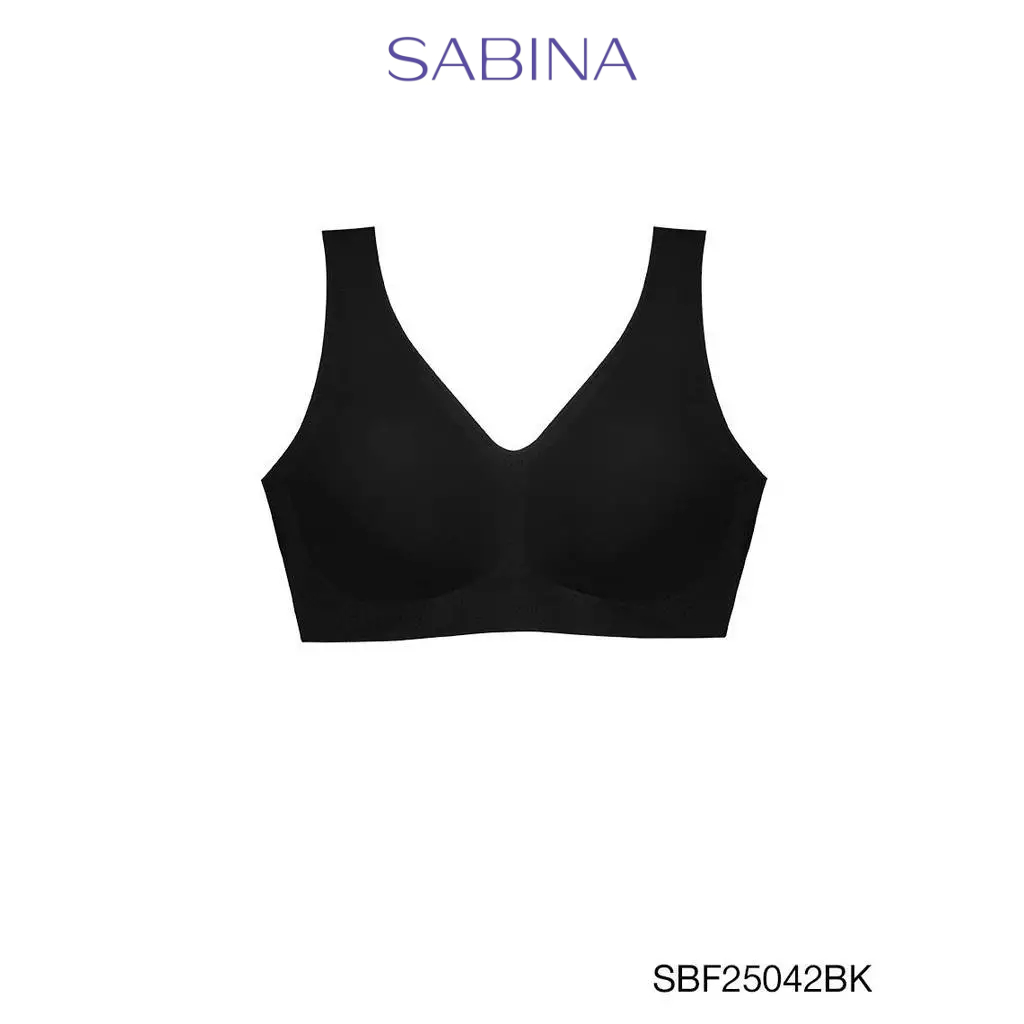 Sabina Forever Young Level 1 เสื้อชั้นใน ไร้ตะเข็บ ไร้โครง รหัส SBF25042BK - สีดำ