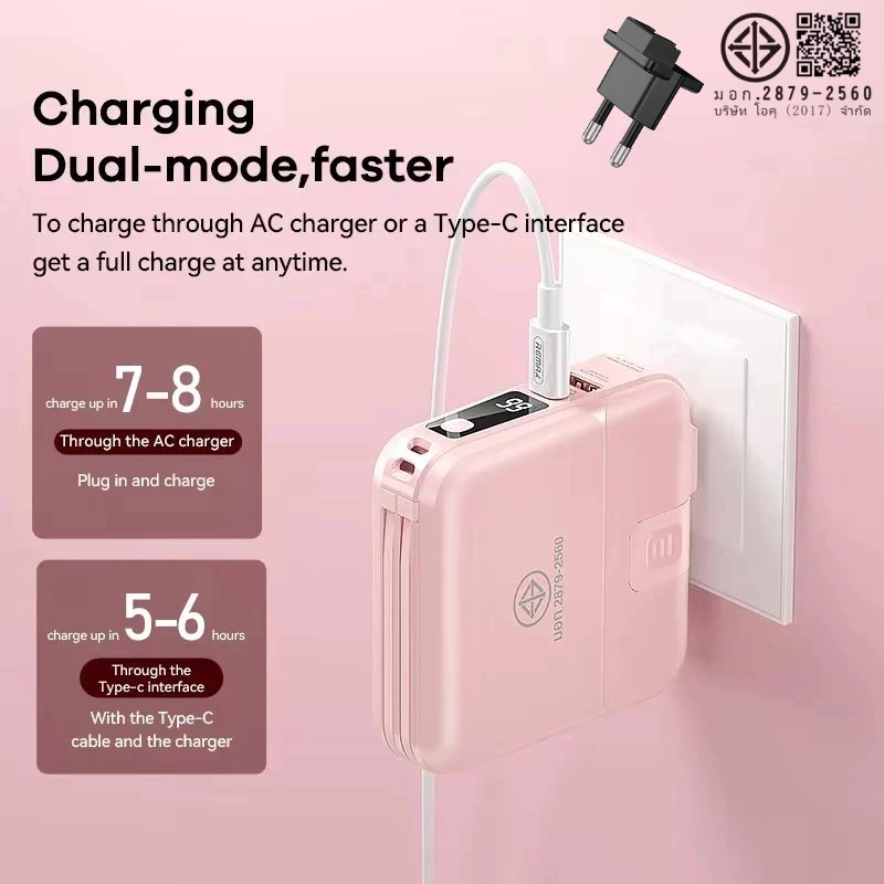 มีมอก.Remax พาวเวอร์แบงค์ แบตเตอรี่สำรอง 15000mAh รุ่น Infinity W1501 RPP-20 All in one QC 18W thumbnail 7