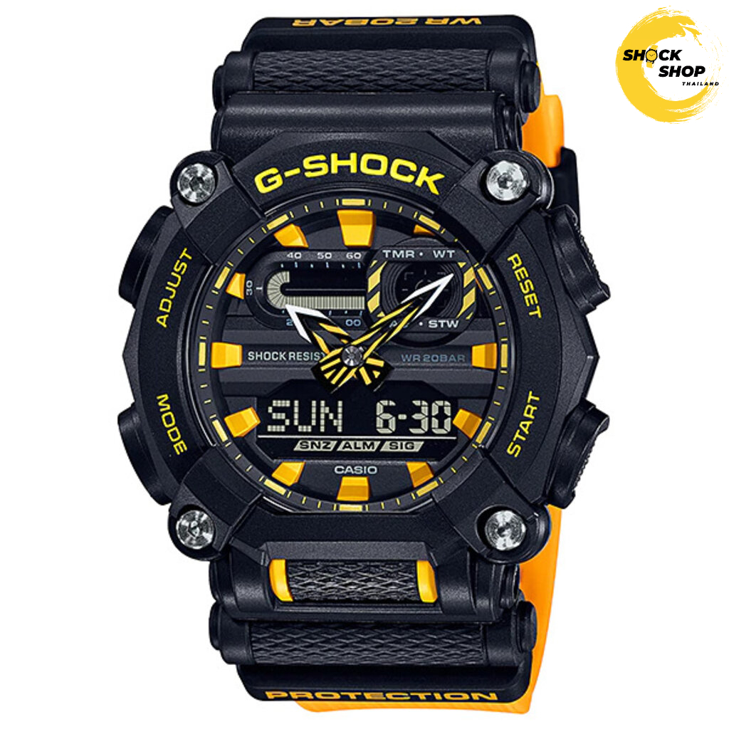 CASIO G-SHOCK นาฬิกาผู้ชาย รุ่น GA-900A-1A9 ซีรีส์ GA-900 วัสดุเรซิ่น สีดำเหลือง จีช็อค